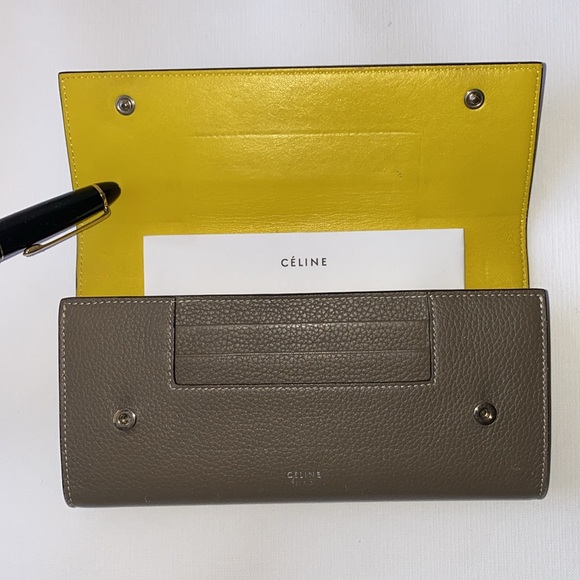 Celine Long Wallet Double Snap Taupe Brown Near Excellent Condition Authentic - Picture 5 of 15